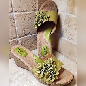 b.o.c. Olive Floral Wedge Sandals